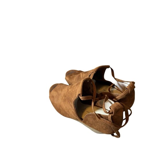 Born in California Womens 10 Brown Faux Suede Leg Wrap Peep Toe Heels‎ - Picture 2 of 5